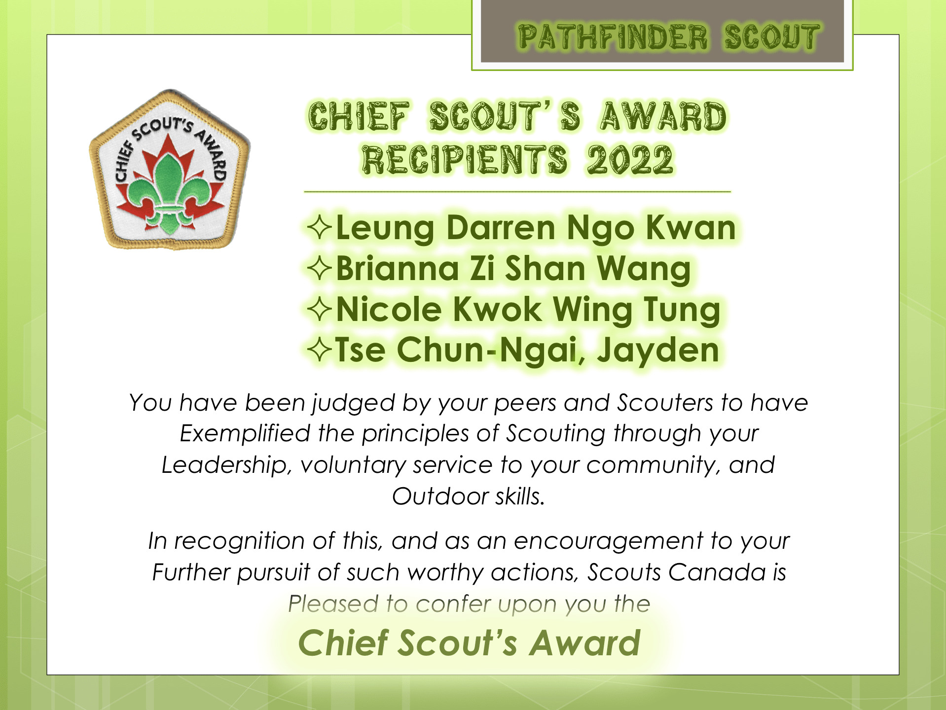Chief Scout's Award